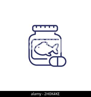 Fischöl, Symbol für Omega-3-Linie Stock Vektor