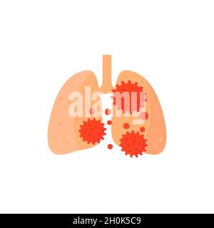 Symbol für Lungenentzündung, Virus in der Lunge Stock Vektor