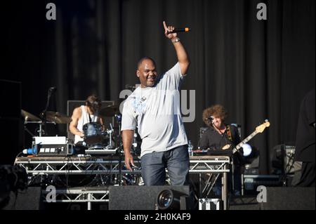 Vincent Mason von Del La Soul spielt live auf der Bühne des Beestival 2012, Robin Hill Country Park - Isle of Wight Stockfoto