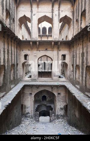 Die Neemrana Baori in Neemrana, Indien. Stockfoto