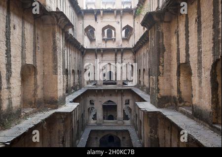 Die Neemrana Baori in Neemrana, Indien. Stockfoto