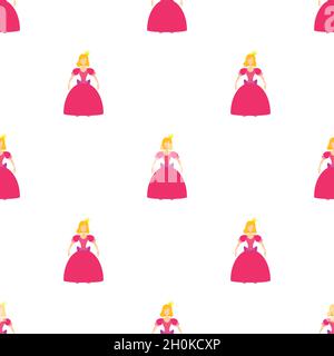 Prinzessin in rosa Kleid Muster nahtlose Hintergrund Textur wiederholen Tapete geometrischen Vektor Stock Vektor