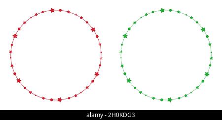 Niedliche Cartoon Kreis Weihnachten Vektor Stern Rahmen Stock Vektor