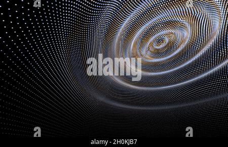 Mosaikhintergrund mit konzentrischen goldfarbenen Wellen. 3d-Rendering Stockfoto