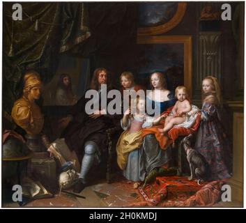 Everhard Jabach (1618–1695) und seine Familie, Porträtmalerei von Charles Le Brun, um 1660 Stockfoto