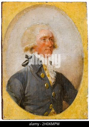 Thomas Jefferson (1743-1826), amerikanischer Staatsmann und Gründungsvater, 3. Präsident der Vereinigten Staaten, Porträtminiatur von John Trumbull, 1788 Stockfoto