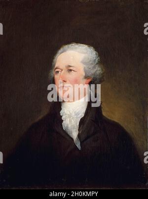 Alexander Hamilton (1755 oder 1757-1804), amerikanischer Staatsmann, Politiker und Militärkommandant, Porträtgemälde von John Trumbull, 1804-1806 Stockfoto