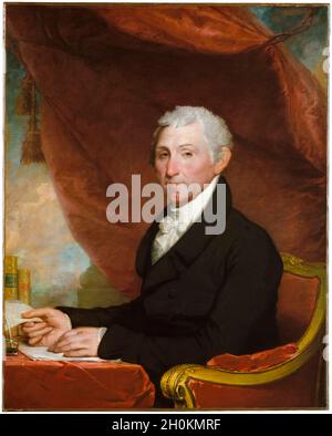 James Monroe (1758-1831), amerikanischer Staatsmann und Gründungsvater, 5. Präsident der Vereinigten Staaten, Porträtmalerei von Gilbert Stuart, 1820-1822 Stockfoto