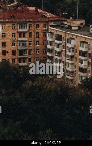 Luftaufnahme von Wohngebäuden in Moskau, Russland Stockfoto