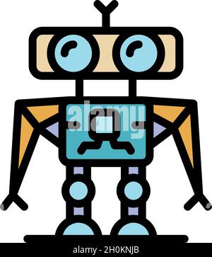Symbol für Robotersoldat. Umriss Roboter Soldat Vektor Symbol Farbe flach isoliert Stock Vektor