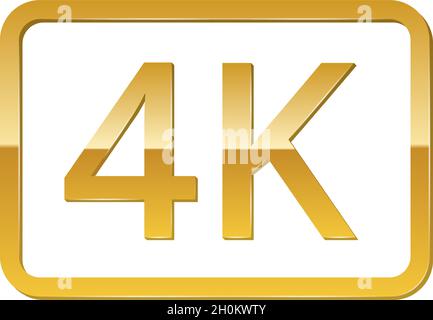 Vector Gold Metall Ultra HD 4K-Symboletikett Stock Vektor