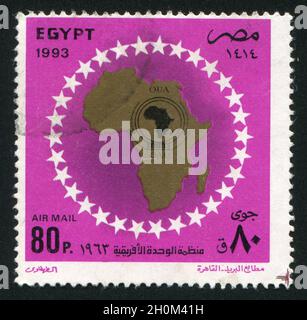 ÄGYPTEN - UM 1993: Briefmarke gedruckt von Ägypten, zeigt Organisation der Afrikanischen Einheit, um 1993 Stockfoto