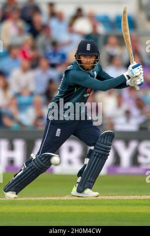 Englands Jonny Bairstow Fledermäuse während der dritten Royal London One Day International im Headingley Carnegie Stadium, Leeds Stockfoto