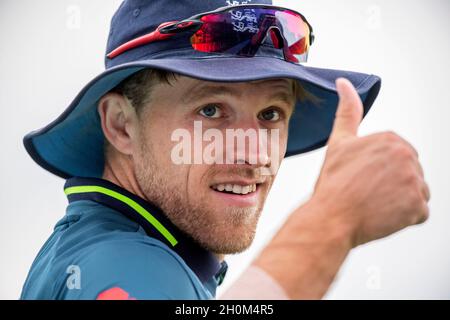 Der englische David Willey während des dritten Royal London One Day International im Headingley Carnegie Stadium, Leeds Stockfoto