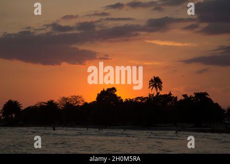 Sonnenuntergang, Schweinebucht, Playa Larga, Zapata-Halbinsel, Provinz Matanzas, Kuba Stockfoto