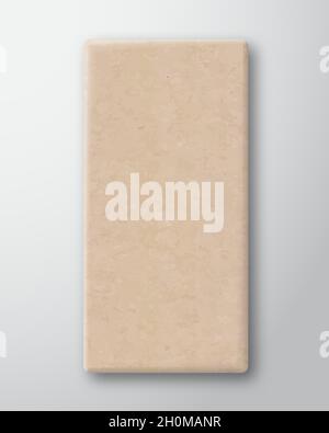 Craft Karton Chockolate Bar Box Container Template. Realistische Kartontextur Papierverpackung Mock Up mit Soft Shadow. Isoliert Stock Vektor