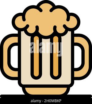 Symbol für Bierkrug für Männer. Umriss Männer Bier Becher Vektor Symbol Farbe flach isoliert Stock Vektor