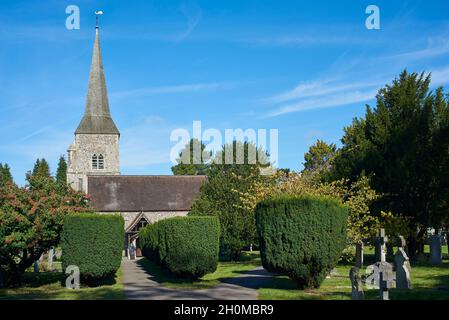 Die historische Kirche St. Nicolas aus dem 15. Jahrhundert, Chislehurst, Kent, Südostengland Stockfoto