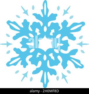 Vektordarstellung der Schneeflocke. Dekorative, handgezeichnete Schneeflocke. Stock Vektor