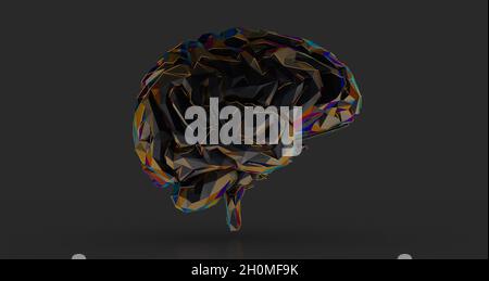 3d-Rendering des menschlichen Gehirns auf technischem Hintergrund Stockfoto