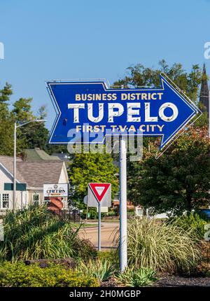 Tupelo, Mississippi, war 1934 die erste Stadt, die Strom von der TVA, Tennessee Valley Authority, kaufte. Stockfoto