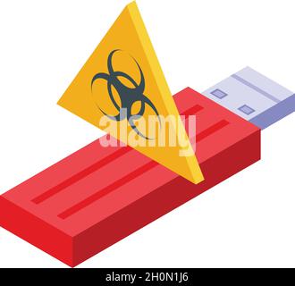 Isometrischer Vektor für Laptop-usb-Symbol behoben. Geräteunterstützung. Computerdienst Stock Vektor