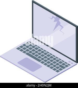 Korrektur des isometrischen Vektors für das Symbol des Laptop-Bildschirms. Reparaturservice. Mobiler Service Stock Vektor