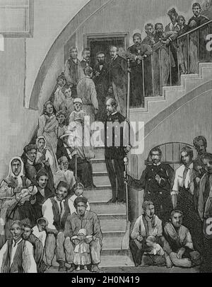Die Spanier in der Region Oran. Im zweiten Drittel des 19. Jahrhunderts gingen viele Spanier als Bauern, um ihr Glück in Nordalgerien zu machen. Ein Stockfoto