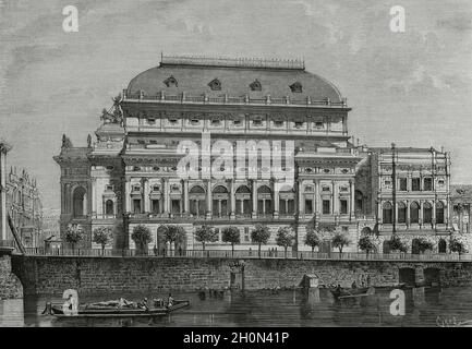 Königreich Böhmen (Österreich-Ungarisches Reich). Prag. Das Nationaltheater. Es wurde zum ersten Mal am 11. Juni 1881 eröffnet, um den Besuch von zu ehren Stockfoto