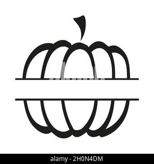 Kürbis Rahmen modernes Dekor für Herbst.Vektor schwarze Silhouette. Stock Vektor