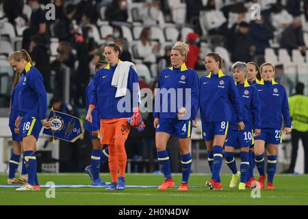 Turin, Italien. Oktober 2021. Chelsea auf dem Spielfeld während der UEFA Womens Champions League Gruppenphase 2 Fußballspiel zwischen Juventus und Chelsea im Allianz Stadium in Turin, Italien Credit: SPP Sport Press Foto. /Alamy Live News Stockfoto