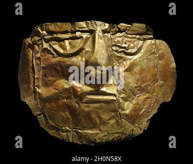 Trauermaske. Gold. Chimu-Kultur. Späte Zwischenperiode) 1100-1400 n. Chr.). Peru. Südamerika. Museum of the Americas. Madrid, Spanien. Stockfoto