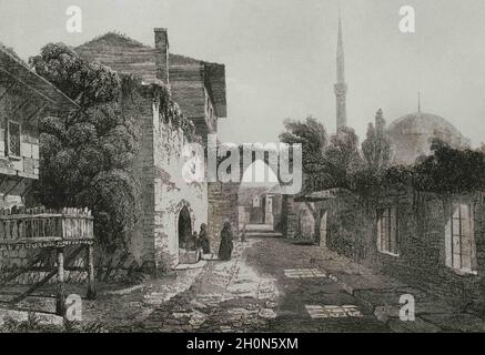 Osmanisches Reich. Türkei. Konstantinopel (heute Istanbul). Das Alte Istanbul. Gravur von Lemaitre, Vormser und Lepetit. Historia de Turquia von Joseph Marie Stockfoto