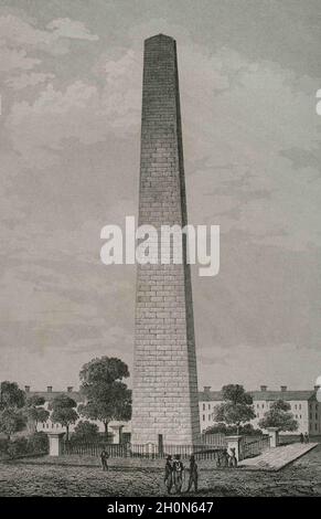 Usa, Boston. Das Denkmal am Bunker Hill. Es besteht aus einem Obelisk, der zwischen 1827 und 1843 zur Erinnerung an die Schlacht von Bunker Hill, du, erbaut wurde Stockfoto