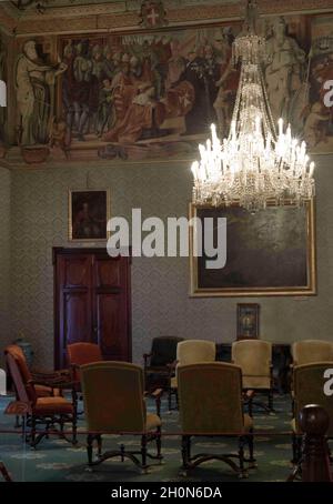 Palast des Großmeisters, 16.-18. Jahrhundert. Residenz des Großmeisters des Ordens des Heiligen Johannes. Halle der Seiten. Wartezimmer für das Sie Stockfoto