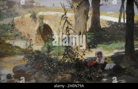Henryk Siemiradzki (1843-1902). Polnischer Maler. Landschaft mit Zahlen, 1884. Polnische Kunstgalerie aus dem 19. Jahrhundert (Museum von Sukiennice). Nationalmuseum von Stockfoto