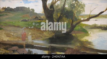 Henryk Siemiradzki (1843-1902). Polnischer Maler. Blick auf den Fluss Swislocz, ca. 1873. Polnische Kunstgalerie aus dem 19. Jahrhundert (Museum von Sukiennice). National Mus Stockfoto