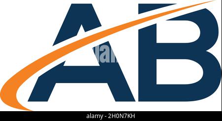BUCHSTABEN AB-LOGO-DESIGN MIT NEGATIVEM PLATZEFFEKT FÜR DIE ILLUSTRATION Stock Vektor