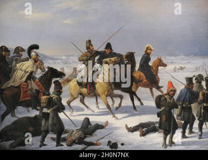Januar Suchodolski (1797-1875). Polnischer Maler. Rückzug aus der Umgebung Moskaus, eine Episode aus dem Jahr 1812, 1854. Polnischer Kunstgal aus dem 19. Jahrhundert Stockfoto