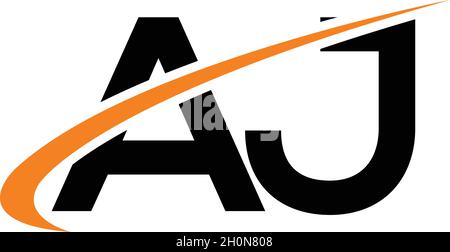 BUCHSTABEN AJ-LOGO-DESIGN MIT NEGATIVEM PLATZEFFEKT FÜR DIE ILLUSTRATION Stock Vektor