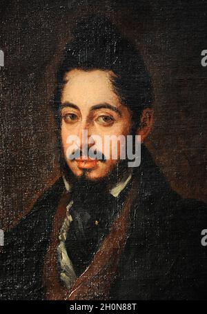 Mariano Jose de Larra (1809-1837). Spanischer Schriftsteller und Journalist. Porträt von Jose Gutierrez de la Vega (1791-1865), um 1835. Details. Museum von Romant Stockfoto