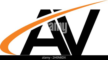 BUCHSTABEN AV-LOGO-DESIGN MIT NEGATIVEM PLATZEFFEKT FÜR DIE ILLUSTRATION Stock Vektor