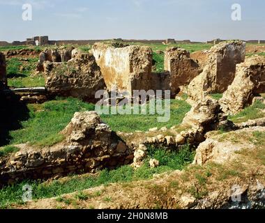 Syrien. Dura-Europos (Tell Salihiye). Antike Stadt, hellenistisch, parthisch und römisch. Es wurde um 300 v. Chr. gegründet und im Jahr 256-257 n. Chr. aufgegeben. Ansicht von Stockfoto