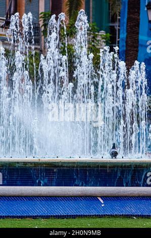 Wasserbrunnen auf einem Platz in Huelva Stockfoto