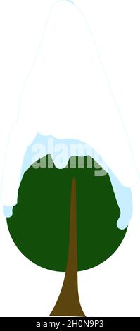 Baum bedeckt mit Schnee Cartoon Stil flache Vektor Illustration Clipart Element Stock Vektor