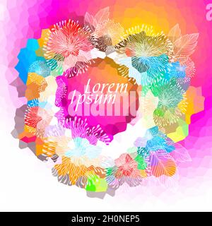 Schöner, mehrfarbiger Rahmen mit Blumenmuster. Vektorgrafik Stock Vektor