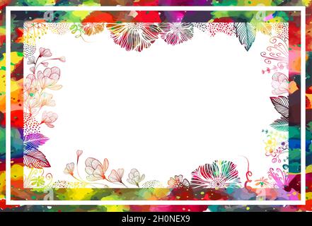 Schöne florale mehrfarbigen Hintergrund. Bilderrahmen. Vektorgrafik Stock Vektor
