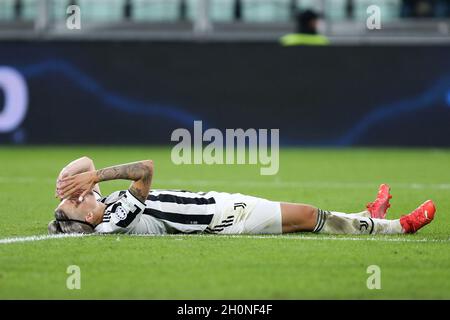 Turin, Italien . Am 13. Oktober 2021 sieht Lina Hurtig von Juventus FC Women während des UEFA Champions League Group A-Spiels zwischen Juventus FC Women und Chelsea FC Women am 13. Oktober 2021 in Turin, Italien, niedergeschlagen aus. Stockfoto