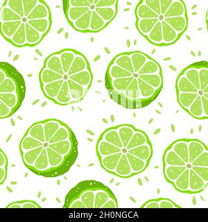 Nahtloses Muster mit Limetten-Scheiben. Vektorgrafik Stock Vektor