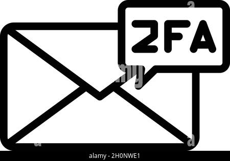 Gliederungsvektor für zwei-Faktor-Authentifizierungssymbole für Mail Verifizierungskennwort. SMS-Code Stock Vektor